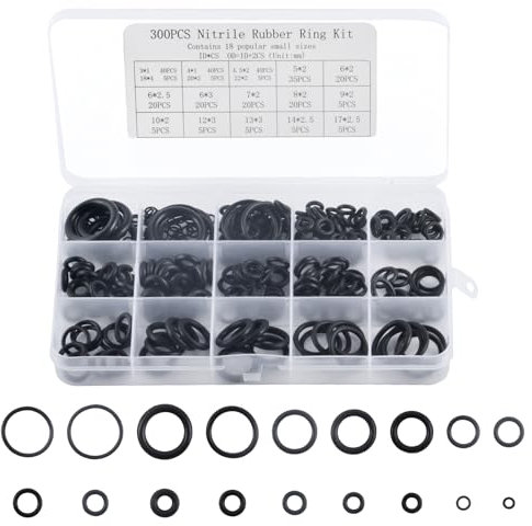 300 Pcs O-Rings Gasket kit, Rubber Nitrile Washers O Rings Assorted, Kitchen Tap Washers Seals Spacers for Mixer Taps, Plumbing, Rubber Spacer Gasket Washers Seal O-Ring Kit - 18 Sizes