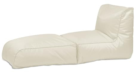 chilly pilley Pouf Pliable pour s'asseoir et s'allonger 2 en 1 - avec Remplissage EPS - Pouf géant - Enfants et Adultes - Coussin de Chaise Longue d'extérieur - Plusieurs Couleurs, crème