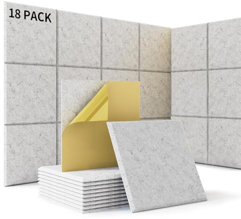 18 Piezas Paneles Acusticos Autoadhesivos, Insonorizacion Acustica Pared Alta Densidad 230kg/m³, 30 * 30 * 1cm Paneles Acusticos Decorativos para Oficina, Estudio de Grabación, Gaming, Podcasting