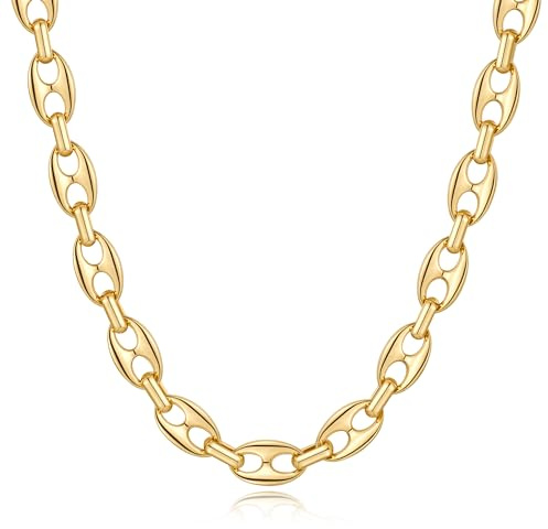 FILMOON Golden Necklace for Women Dainty Chunky Chain Necklace Coffee Bean Chain Necklaces Trendy Fashion Jewelry