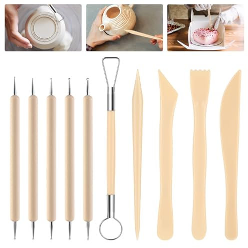 Giantree 10 Stück Clay Modellier Werkzeug, Töpferwerkzeug Set Modellier Werkzeug Clay Sculpting Tools Ton werkzeug Polymer Clay Sculpting für DIY Kunsthandwerk Modellbau Schnitzarbeiten