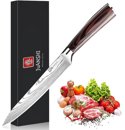 JUANSHI Coltello da carne professionale, lunghezza lama 20,0 cm, coltello da chef in acciaio inossidabile di alta qualità ad alto contenuto di carbonio, ideale per casa e ristorante