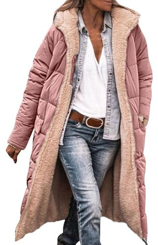 Mis Pedidos, Jersey Mujer Invierno con Capucha Clásico Deportivo Cálido Plumífero Halloween Chaqueta Ski Mujer 2024 Vintage Chaleco Navidad Mujer Navidad Cárdigan Abrigo Rebajas 01 Rosa L