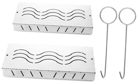 perfk Holzchip -Raucherbox, Container Hülle Fleischkochen Edelstahl mit Scharnierdeckel Speicher zum Campen, Außen-, Wandern, Gasgrill, 2 Kisten