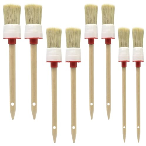 lyualma 8 Pezzi Pennelli a Setola Pennello per Vernice Set di Pennelli Rotondi Professionali Pennelli Rotondi Professionali in Legno Naturale per Pittura Pareti, Pulizia Auto