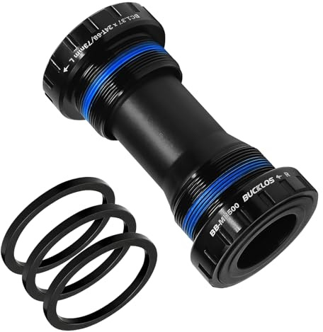 AEYINO Threaded Bottom Bracket English BSA 68-73mm Steel Bearings Bike BB Bottom Bracket for 24mm Hollowtech Crankset for mountain bike/MTB (Black/Red)