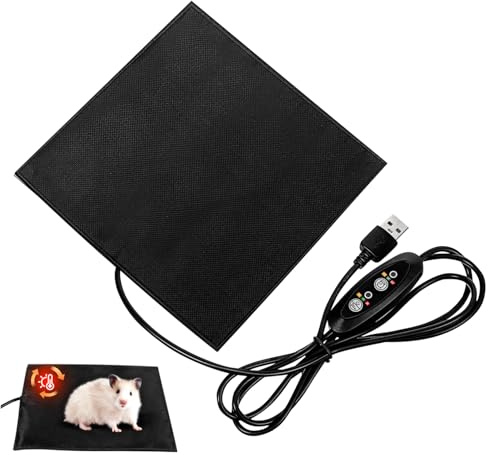 DOITOOL Almohadilla Térmica Eléctrica para Hámster Fibra de Carbono, Tamaño 14X14 CM, CREA Ambiente Cálido para Dormir en Invierno, Adecuado para Conejos y Mascotas Pequeñas