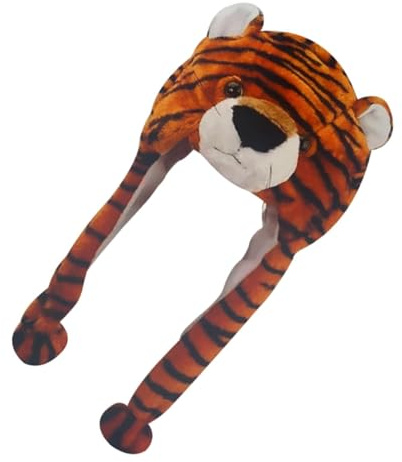 Yardwe Gorro De Tigre De Invierno Para Niños, Sombrero De Animal Elástico Marrón, Diseño Cómodo y Grueso Para Fiestas Infantiles y Decoraciones Festivas