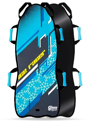 Sunlite Sports 45” Foldable & Roll-Up Snow Sled for Kids & Adults, Ultra-Portable Easy-Carry Design, Durable Reinforced Bottom for Heavy Snow & Winter Fun