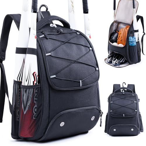 VIGEGARI Youth Baseball Bag Backpack with Bat Holder for Boys Girls Baseball & Softball Bat Bag for T-Ball Equipment, Kids Baseball Backpack with Shoe Compartment & Glove Storage
