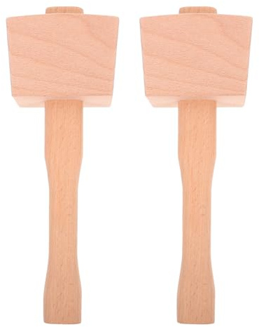 Anneome Mazzuolo di Legno di Faggio 2 Pezzi Martello da Falegname Manuale Impugnatura Ergonomica Tritaghiaccio per Cocktail e Utensile Multiuso per Cucina e Falegnameria