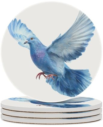 Juego de 4 posavasos absorbentes Slim Blue Dove in Flight
