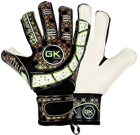 GK Saver Kids Goalkeeper Gloves with Anti-Slip Palm - Soccer Goalie Gloves for Youth Goalkeeping - GK Gloves (Cool YES Savefinger, 5)
