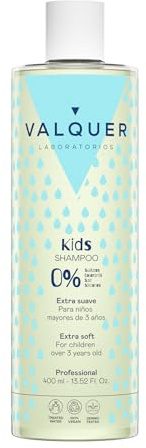 VALQUER Champú Infantil Sin Sulfatos Fórmula Zero | Limpia, Acondiciona y Aporta Brillo Natural al Cabello | Con Provitamina B5 | A partir de 3 Años | Vegano | 400 ml