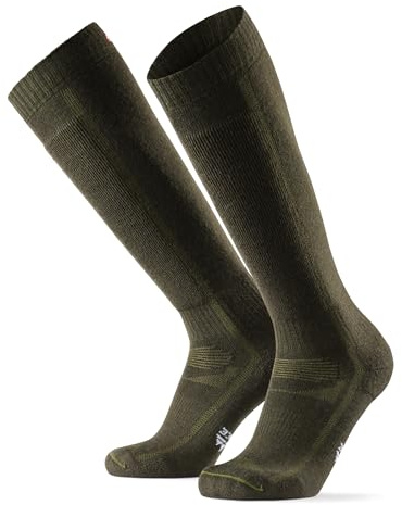 DANISH ENDURANCE Chaussettes de Ski Thermiques en Laine Mérinos, pour Hommes et Femmes, Vert Olive, 43-47