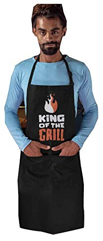 SAQUITOMAGICO Tablier King of the Grill. Le tablier pour le Roi des barbecues., Noir , Taille Unique