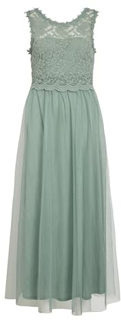 Vila VILYNNEA Women's Maxi Dress - Noos Total Eclipse/Elastic, Green milieu/Detail: Elastic, 10