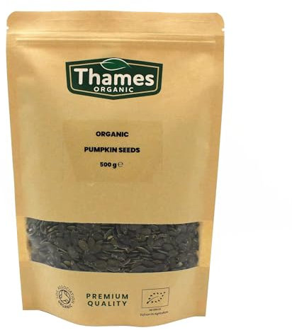 Organic Pumpkin Seeds 500g- of Nutritious & Delicious Seeds - No Additives, No Preservatives - Raw, Vegan, Non-GMO, Certified Organic - Great for Snacking, Baking, and Sprinkling - Thames Organic 500g