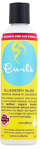 Curls Blueberry Bliss Reparative Leave In Conditioner - Repair Damage and Prevent Breakage - Encourage Hair Growth - For Wavy, Curly, and Coily Hair Types 12 oz