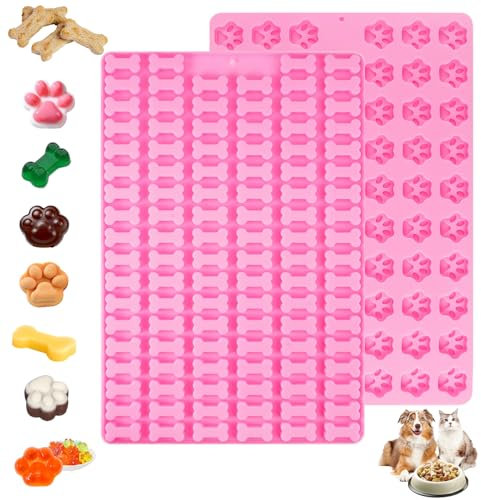 2 Pièces Moule en Silicone pour Chien, Mini Moule en Silicone pour os et Pattes de Chien Chiot, Anti-Adhérents, Réutilisables, Sans Bisphénol A, Moule Nourriture pour Chien pour Biscuits, Friandises
