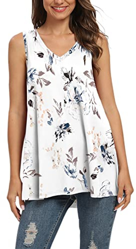 AUSELILY Camiseta sin Mangas con Cuello en V sin Mangas de Verano para Mujer Blusa sin Mangas