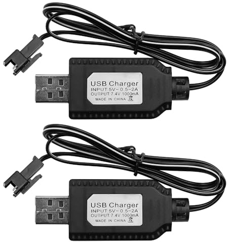 DollaTek 2PCS RC Car Charger 7.4V Lipo Battery Charger with SM-2P Port for 1/10 RC Car SCX24 Splatter Ball Gun FPV Drone Crawler Quadcopter