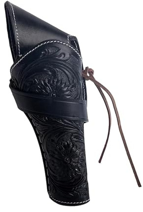 Warreplica Full Grain Buff Leather Cross Draw Holster for .22 .38/357 .44/45 Cal Revolver - Western Gun Holder Fit 4 to 6 Barrel (Cross Draw Svart Högerhänt)