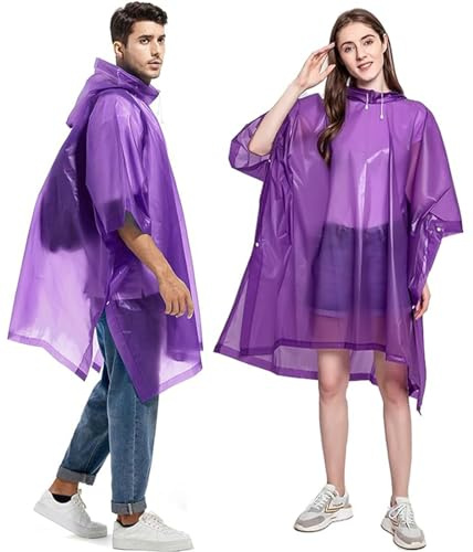 GUKOY Poncho de Pluie, 2 Pièces Manteau de Pluie pour Femmes Hommes Cape de Pluie Eva Veste de Pluie pour Randonnée pédestre Cyclisme Camping Voyages