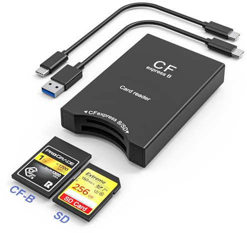 Cfexpress Type B and SD Card Reader, 10Gpbs CF Express Type B Adapter With USB C to USB A Cable, SD to CF Express Type B Adapter, Cf Express Type B Memory Card Reader for Phone/Laptop/Wins/Linux