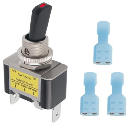 YINETTECH Kit Interruttore A Levetta A LED 20A 12V ON-Off SPST Con Terminali A Crimpare Adatto Per Progetti Elettronici Fai Da Te Per Automobili Rosso