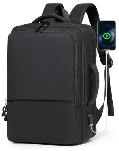 BAGROUPS Mochila Viaje Cabina Avion 45x30x15 para Easyjet 20L Mochila Cabina Equipaje de Mano Impermeable Mochilas Portatil 15.6 Pulgadas con Puerto USB Mujer Hombre Mochilas para Trabajo Negro