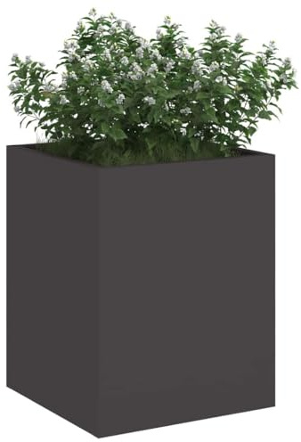 vidaXL Garten-Pflanzgefäß Schwarz 32 x 32 x 40 cm Kaltgewalzter Stahl, Moderner Metall-Blumentopf, robuster Pflanzenkasten, Deko für drinnen und draußen, städtischer Halter