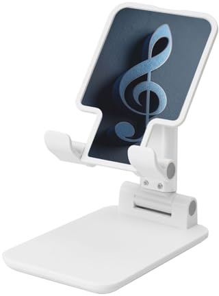 Supporto pieghevole per telefono cellulare con note musicali ad angolo regolabile in altezza Supporto per cellulare portatile da tavolo compatibile con tutti gli smartphone bianco