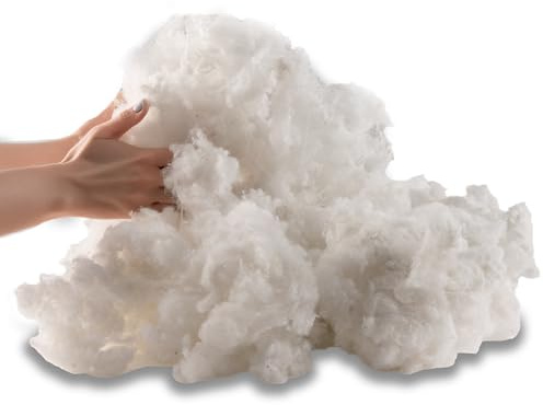 Fibra sfioccato di Poliestere, tessuti, cotone, ovatta Anallergica per Imbottitura, 1 kg, Materiale di Riempimento per Cuscini, Peluche, Bricolage, Antiacaro, lavoretti, isolante, imbottito, pupazzi