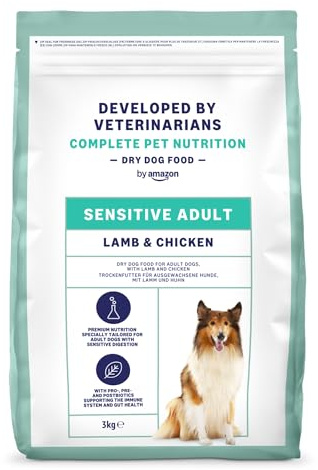by Amazon Alimento seco prémium para Perros Adultos de Cordero Sensible, 3 kg, 1 Paquete