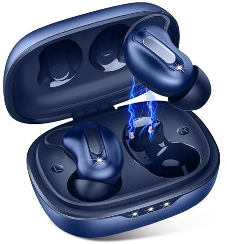 Sleep Earbuds, Mini ANC Wireless Earbuds Bluetooth 5.4 Headphones Deep Bass Stereo, 48H Playtime Ear Buds, 4 ENC Noise Cancelling Mic In Ear IP7 Earphones for Side Sleepers Touch Control Sapphire Blue