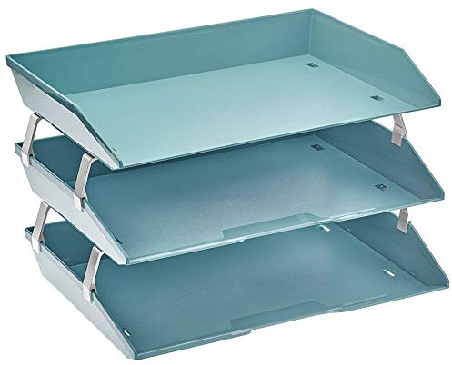 Acrimet Vassoio Facility Portalettere a 3 Ripiani/Organizzatore di Documenti per Scrivania, Laterale A4, Plastica (Colore Verde)