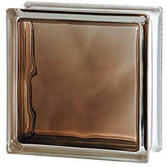 Bloque de Vidrio Bronce Inyectado Ondulado, 19 X 19 X 8 Cm