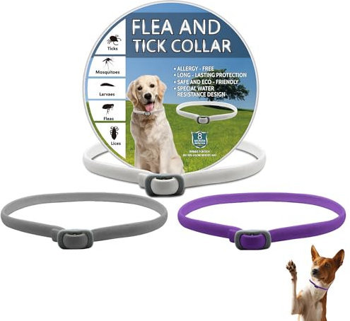 Pets4Luv Floh- und Zeckenhalsband für Hunde, Flohhalsband für Hunde, 24 Monate Schutz, Einheitsgröße für alle Hunde, verstellbar und wasserdicht, 3 Stück