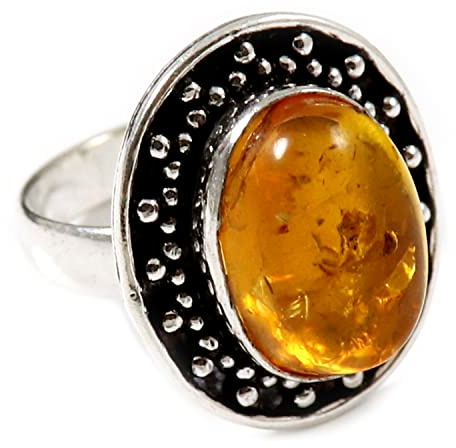 Lab-skapad bärnsten ädelsten bandring herr och dam bandring 925 sterling silver alla storlekar band ring presentartikel handgjord smycke GESR-195I, Ädelmetall Ädelsten, Lab-skapad bärnsten