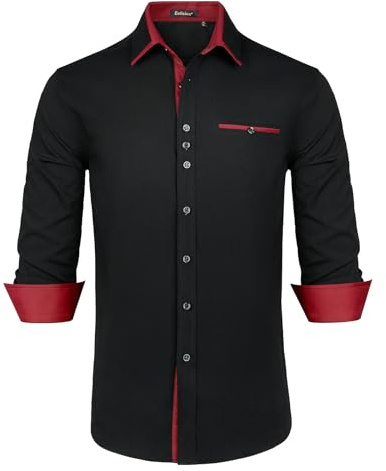 Enlision Camisas para hombre, corte regular, manga larga, tiempo libre, camisa de negocios, camisa para hombre, M