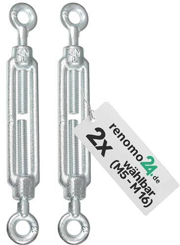 Renomo24-2x Spannschloss M16 Öse-Öse aus Stahl galvanisch verzinkt nach PN-EN 1993-1-11
