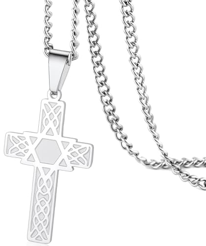 VASSAGO Cruz estrella de David colgante collar para hombres mujeres crucifijo Cruz colgante con hexágono religioso judío cristiano protección joyería regalo