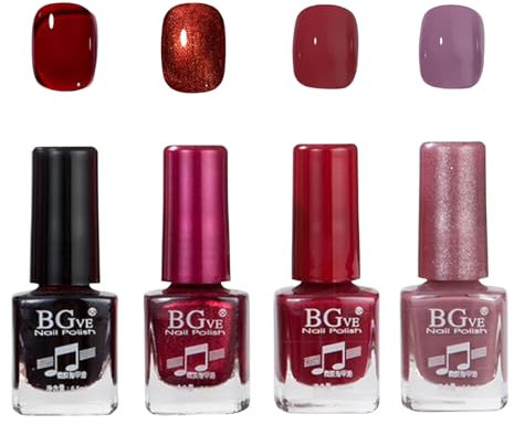 Nail Polish Sets - 4 PCS Red Nail Varnish Set - Quick Dry & Long Lasting Dark Red Nail Polish for Christmas Polish Sets - No Bake Nail Art Set - Nail Varnish Sets for Women and Girls