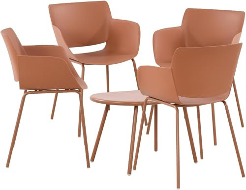 CLP Gruppo di sedute Velvena per Il Giardino I Set Composto da Tavolo Velva e sedie Alpena I Set da Esterno Resistente alle intemperie e ai Raggi UV, Colore:Terracotta, Contenuto del Set:4 sedie