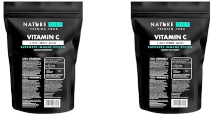 Nature Diet - Vitamine C | Poudre | Acide L-ascorbique | Antioxydant - 500 g (Lot de 2)
