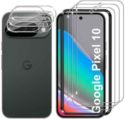 Lutree Verre Trempé pour Google Pixel 10, 3+3 Pièces Protection écran + Caméra Arrière Protecteur Film, 9H Dureté HD Anti-Rayures Sans Bulles Vitre Trempé Protecteurs d'écran