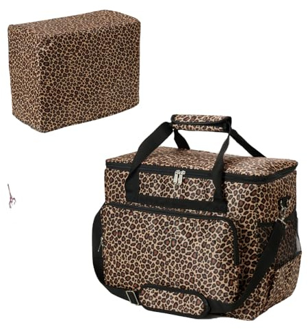 YELAIYEHAO Home Étui de voyage pour machine à coudre et accessoires compatible avec la plupart des sacs à accessoires de couture Singer, Brother, Janome (imprimé léopard)