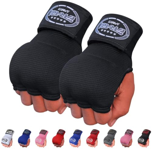 Farabi Sports niños Guantes de Entrenamiento sin Dedos para Gimnasio, Fitness, Boxeo, MMA, Muay Thai, con Protector en los Nudillos (Todo Negro)