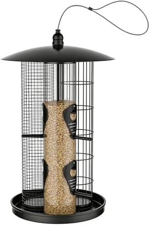 s para Aves de Exterior | Triple Tubo a Prueba de Ardillas de Gran Capacidad | de Exterior para Colgar - para Atraer Carboneros y Colibríes, Alimento, Jardín, Patio, Porche,